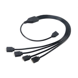 AKASA rozbočovač pro RGB LED pásky / AK-CBLD04-50BK / 1x female / 4x male / 50cm /  černý