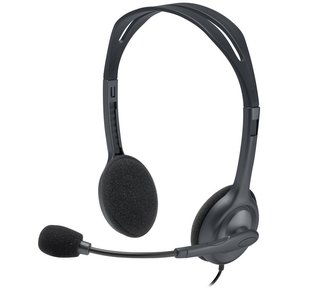 Sluchátka "H111", černá, s mikrofonem, drátové, LOGITECH