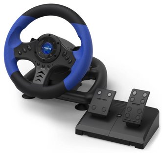 HAMA uRage závodní volant Gripz 500/ USB/ plynový a brzdový pedál/ 12 tlačítek/ černo-modrý