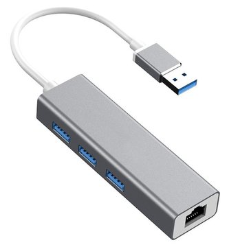 XtendLan Hub USB 3.0 s Gigabitovým Ethernet adaptérem, 3x USB  3.0, pokovený box