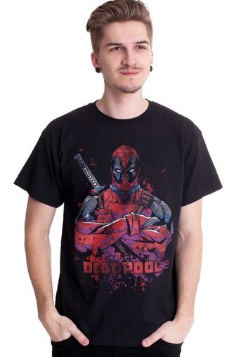 Pánské tričko Marvel|Deadpool: Pose Splat (XL) černá bavlna