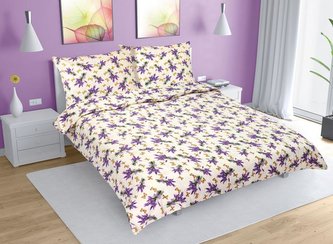 Povlečení krepové na dvoudeku - levandule - 1x 220x200, 2ks 70x90 cm (220 cm šířka x 200 cm délka)