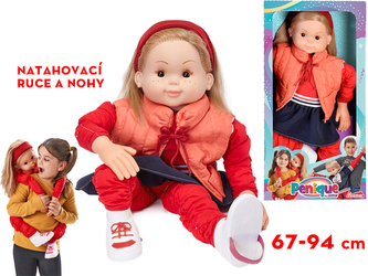 Panenka 67-94cm natahovací ruce a nohy v krabičce