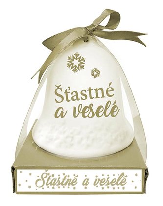 Keramický zvonek - Šťastné a Veselé 6,5cm