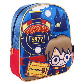 Dětský blikající batoh Harry Potter: 3D Harry (objem 8 litrů|25 x 31 x 10 cm) modrý polyester