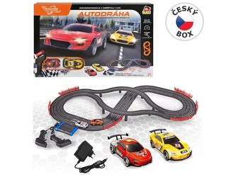 Autodráha, 2 auta, 2 ovladače, s chargerem, délka trati 440cm, 120x100x12cm