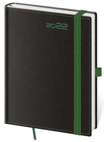 Diář 2022 týdenní B6 Black Green s poutkem na propisku