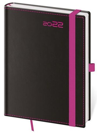 Diář 2022 týdenní B6 Black Pink s poutkem na propisku