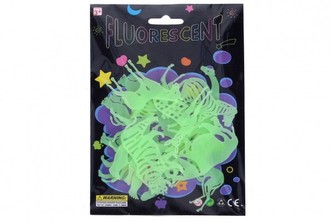 Samolepky na zeď plast svítící ve tmě mix druhů 12 ks v sáčku 14x18,5cm Samolepky na zeď plast svítící ve tmě mix druhů 12 ks v sáčku 14x18,5cm