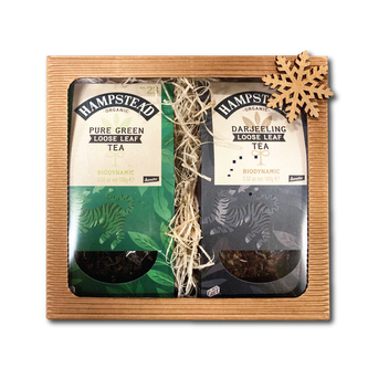 Dárkový balíček BIO zelený sypaný čaj a BIO Darjeeling černý sypaný čaj 100g