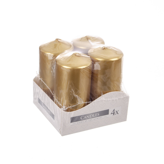 Svíčka adv. válec zlatá 4 ks 4x8 cm