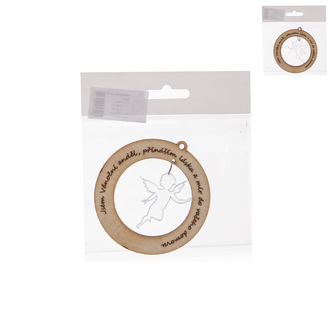 Ozdoba dřevo/plexi závěsná ,,domov,, 8x8 cm