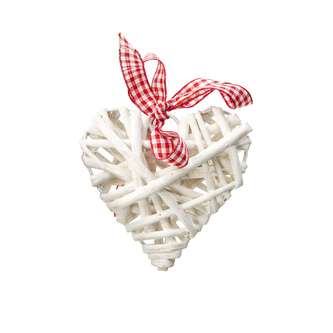 Srdce proutí plné bílé 8 cm