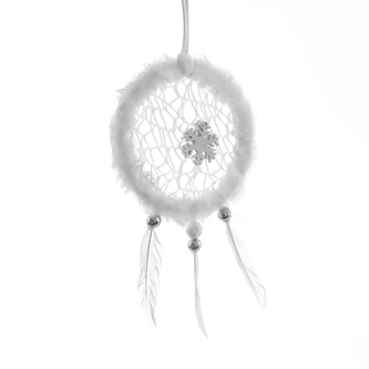 Lapač snů textil vánoční bílý 10x10 cm