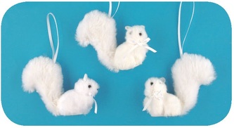 Veverka plyš závěsná bílá 9 cm