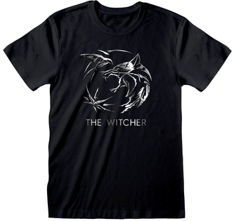 Pánské tričko The Witcher|Zaklínač: Silver Ink Logo (L) černá bavlna