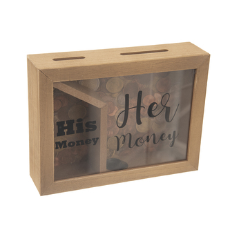 Pokladnička dřevo/sklo ONA&ON 20x15 cm