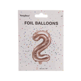 Balónek fólie číslo 2 perleť růžový 35 cm