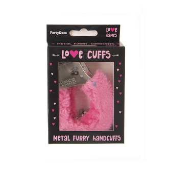 Plyšová růžová pouta kovová