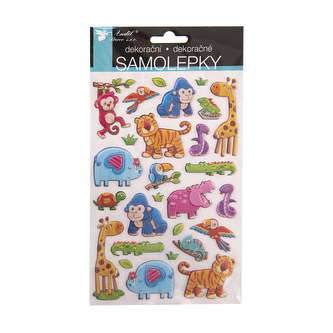 Samolepky dětské exotická zvířata 14x25 cm