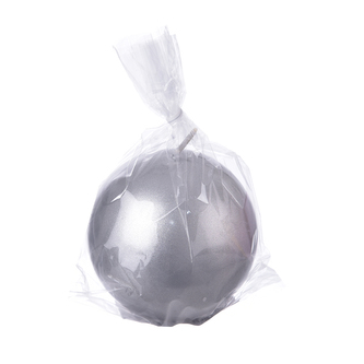 Svíčka koule lesk stříbrná 217 g pr. 8 cm