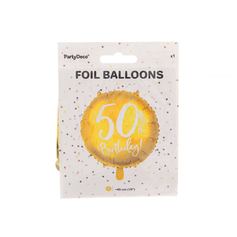 Foliový balonek zlatý - 50th Birthday - 45 cm