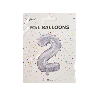 Balónek fólie číslo 2 stříbrný 35 cm