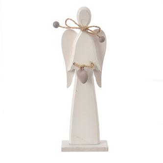Anděl dřevo bílý 6x3x17 cm