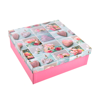 Krabice dárková papír ROSE 16x16x6 cm