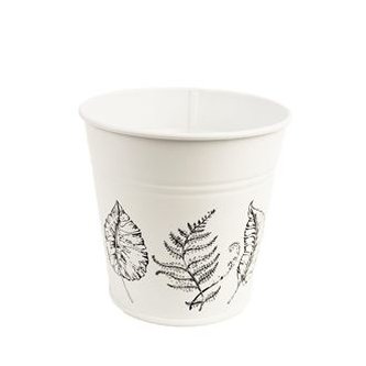 Květináč plech listy bílý 10x10x11 cm