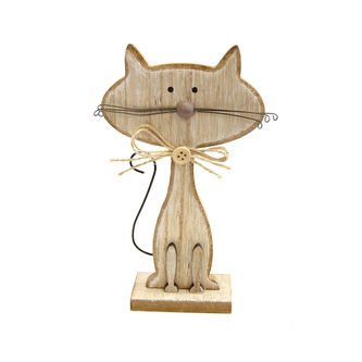 Kočka dřevo hnědá 11x4x18 cm