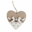 Srdce dřevo závěsné hnědé/bílé s ptáčky 15x16 cm