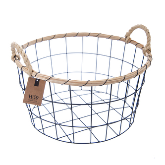 Košík proutí/kov černý střední 30x30x21 cm