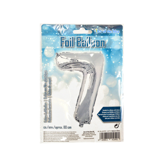 Balónek fólie číslo 7 stříbrný 80 cm