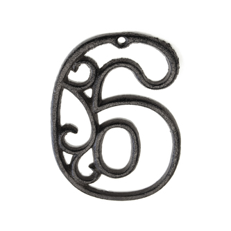 Číslo 6 litina hnědé 12x8x11 cm
