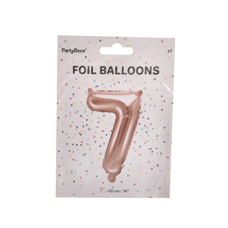 Balónek fólie číslo 7 perleť růžový 35 cm