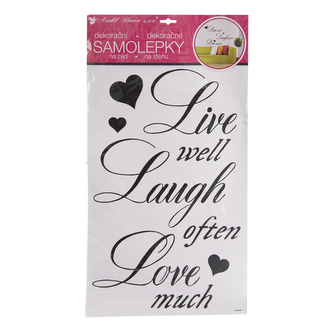 Samolepky na zeď ,,Žít, smát se,milovat,, 32x50 cm