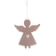 Anděl dřevo perla závěsný růžový 11x13 cm