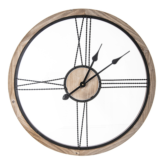 Hodiny nástěnné dřevo/kov pr. 60 cm