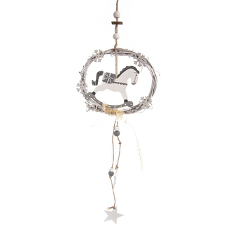 Ozdoba dřevo závěsná hnědá 14x42 cm