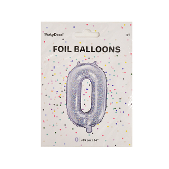 Balónek fólie číslo 0 stříbrný 35 cm