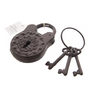 Zámek litina hnědý 8x3x12 cm