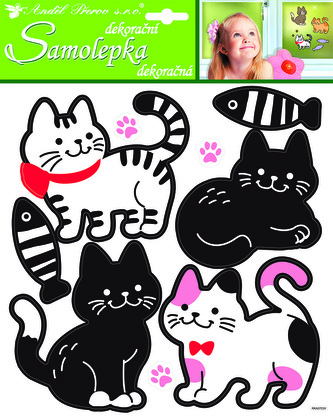 Samolepky kočky černobílé 32x26 cm