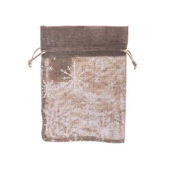 Sáček látkový hnědý vločky 15x20 cm