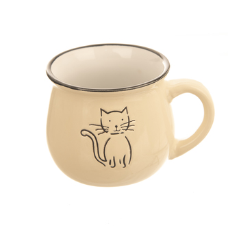 Hrnek ker. kočka béžový 368 ml