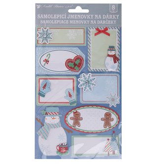 Jmenovka na vánoční dárky 3D glitr 8 ks 14x21 cm