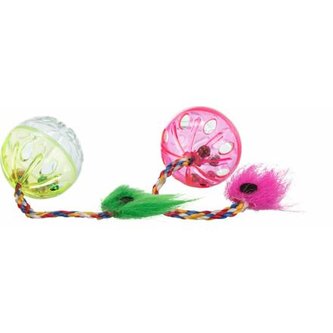 Míček chrastící s ocáskem 4 cm (2 ks)