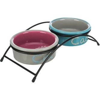 Set keramických misek se stojánkem 2 × 0,3 l / ø 12 cm světle modrá/oranžová/fialová