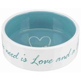 Pet´s home keramická miska 0,3l/12 cm bílo/petrolejová