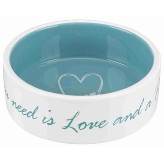 Pet´s home keramická miska 0,3l/12 cm bílo/petrolejová